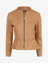 Veste droite zippée en suédine - Beige - 1