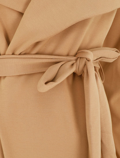 Veste longue ceinturée - Camel - 3