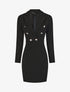 Robe courte col cache-coeur boutonné - Noir - 4