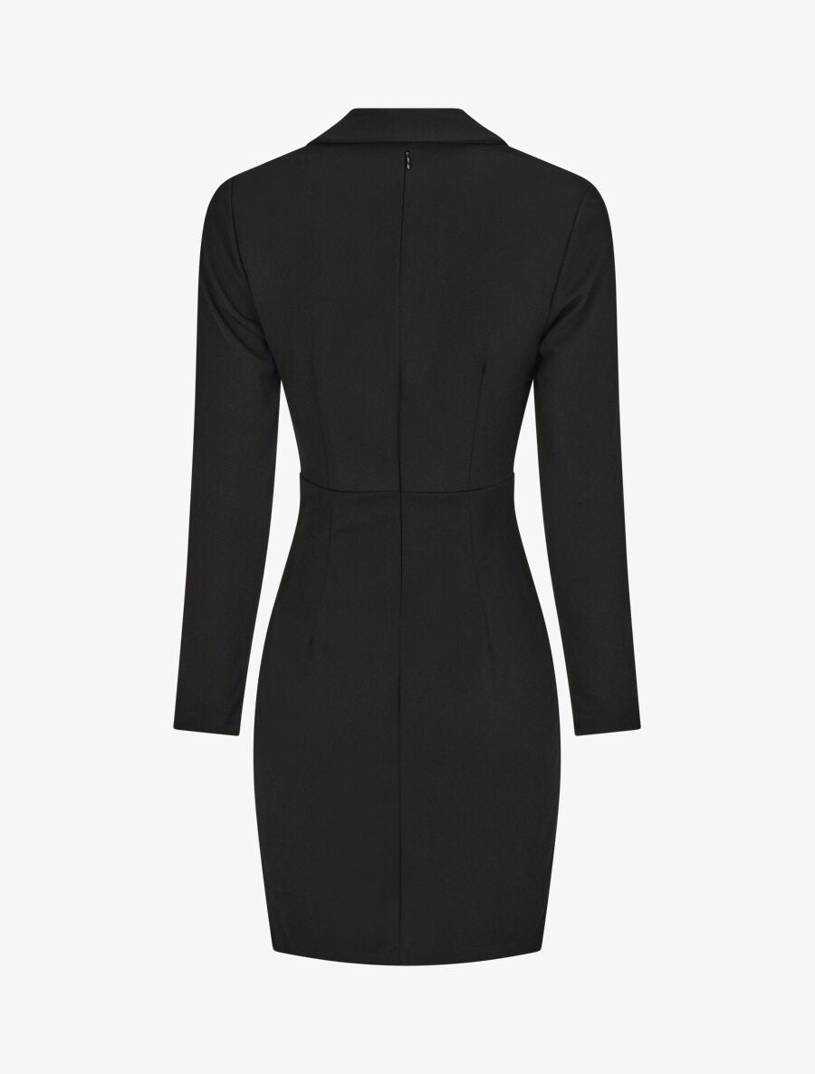 Robe courte col cache-coeur boutonné - Noir - 2