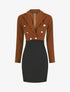 Robe courte col cache-coeur boutonné - Camel - 6