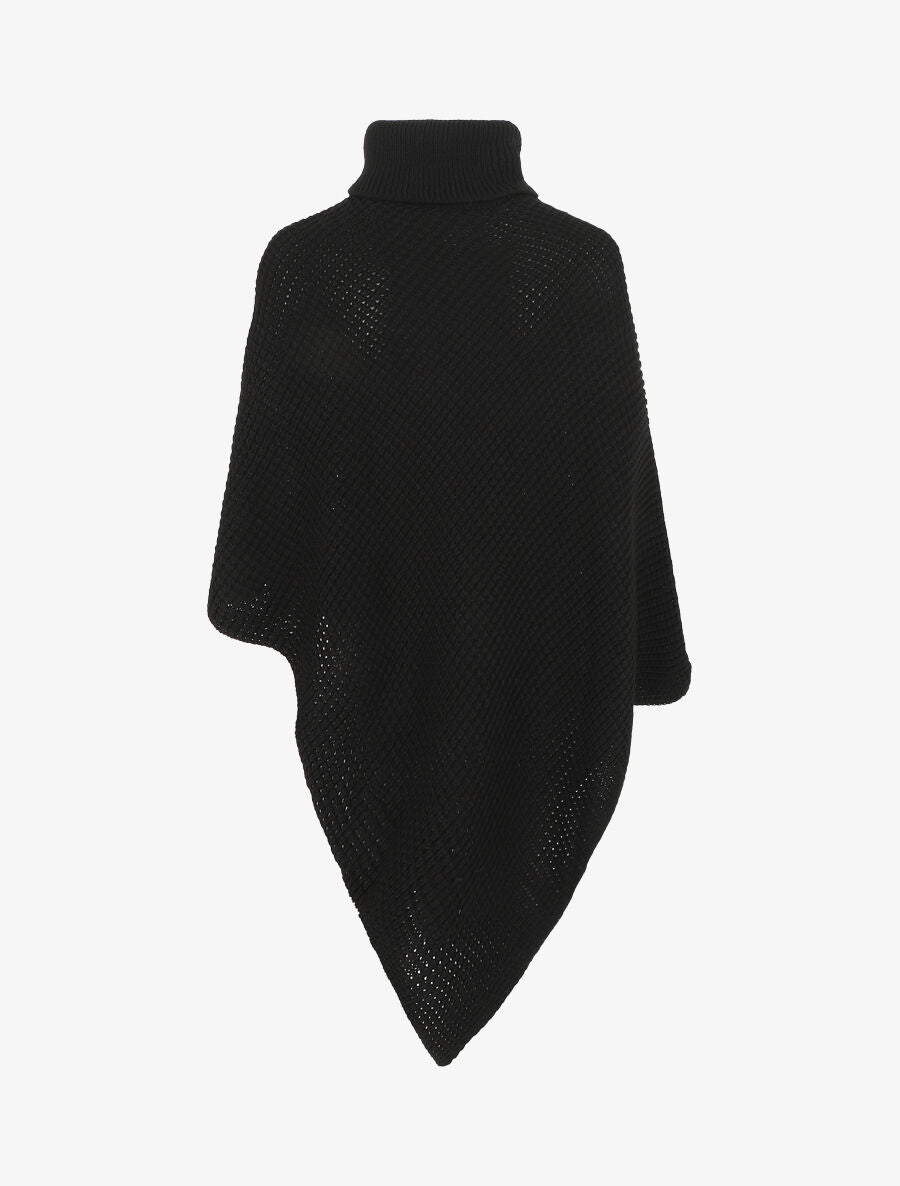 Poncho uni col roulé - Noir - 2