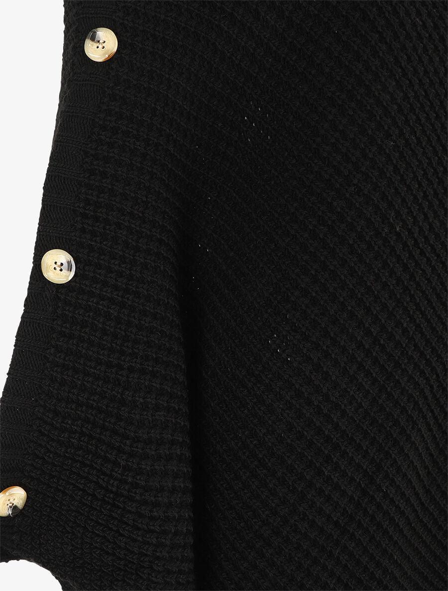 Poncho uni col roulé - Noir - 3