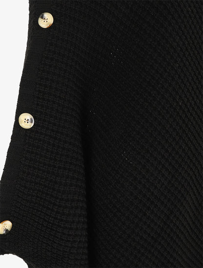 Poncho uni col roulé - Noir - 3