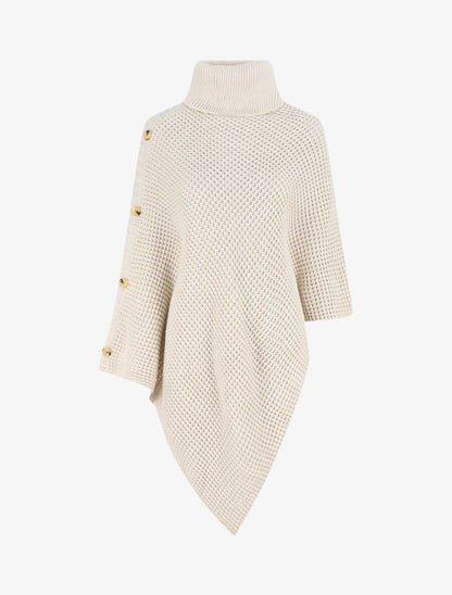 Poncho uni col roulé - Beige - 1