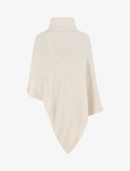 Poncho uni col roulé - Beige - 2