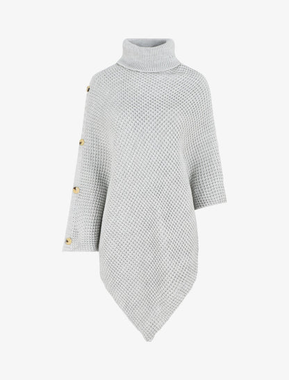 Poncho uni col roulé - Gris - 4