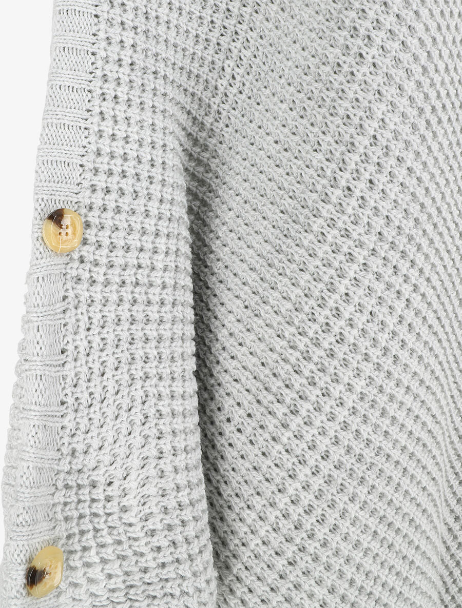 Poncho uni col roulé - Gris - 3