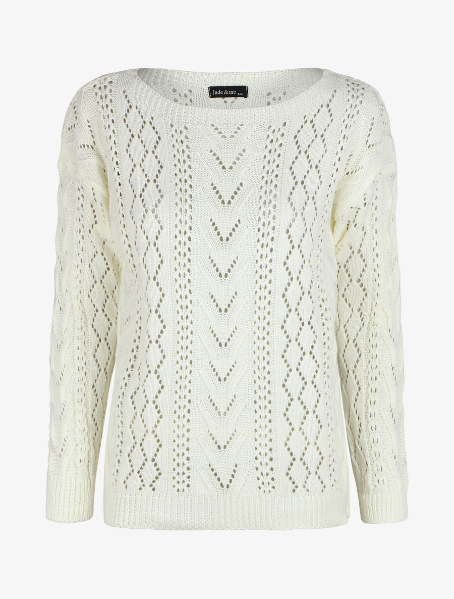 Pull droit uni col bateau - Blanc - 6