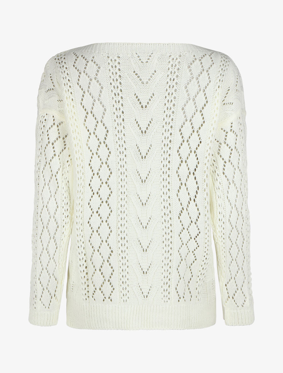 Pull droit uni col bateau - Blanc - 2