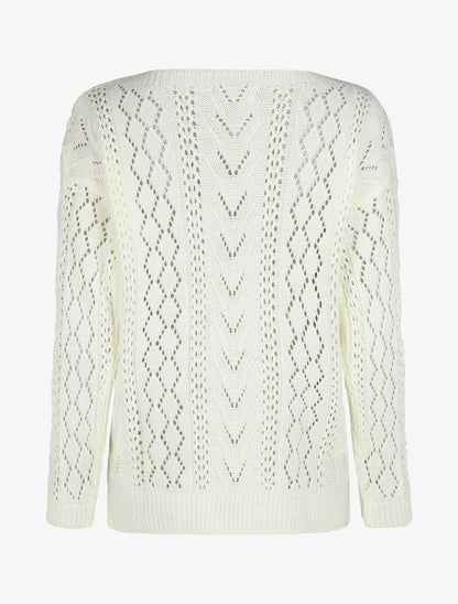 Pull droit uni col bateau - Blanc - 2