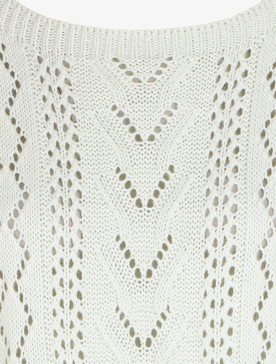 Pull droit uni col bateau - Blanc - 3