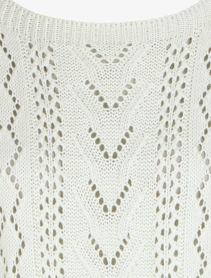 Pull droit uni col bateau - Blanc - 3