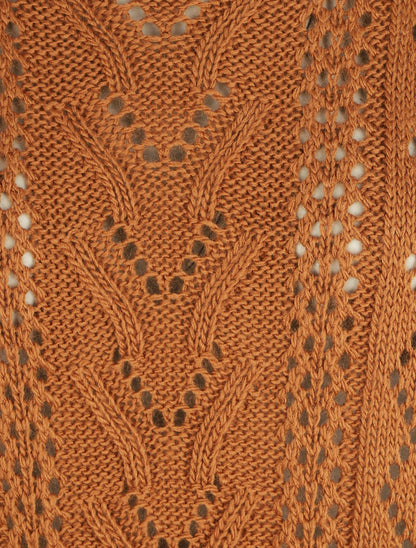 Pull droit uni col bateau - Camel - 3