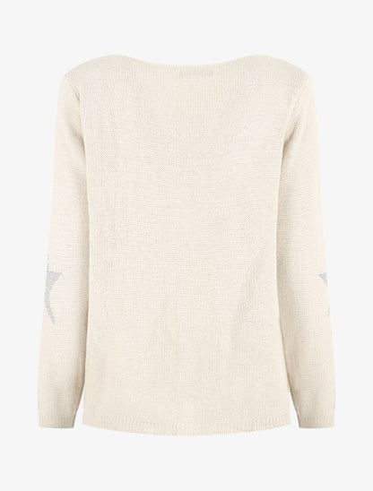 Pull droit motif étoiles - Beige - 2
