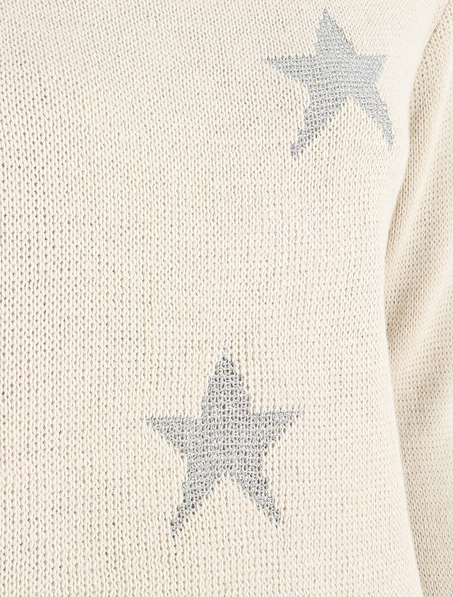 Pull droit motif étoiles - Beige - 3