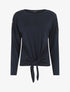 Pull droit uni à noeud et boutons - Marine - 5