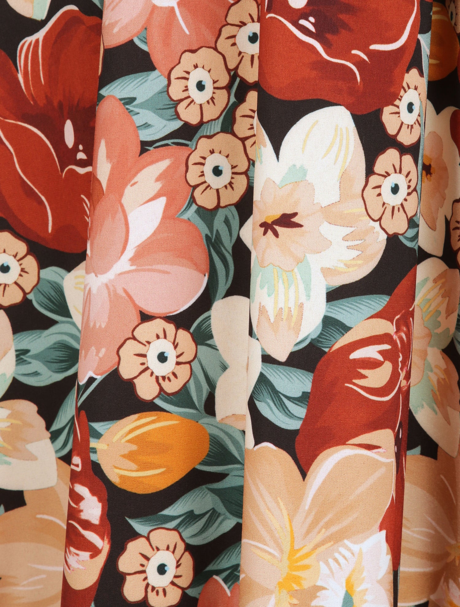 Robe longue coupe patineuse imprimé fleurs estivales à bretelles en simili - Noir - 4