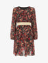 Robe imprimé fleuri à bande dorée - Noir - 1