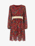 Robe imprimé fleuri à bande dorée - Bordeaux - 1