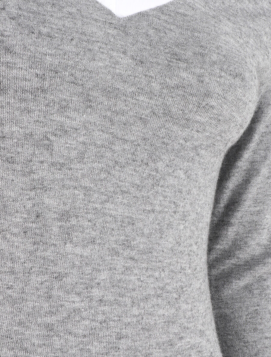 Robe droite mi-longue col V - Gris - 3