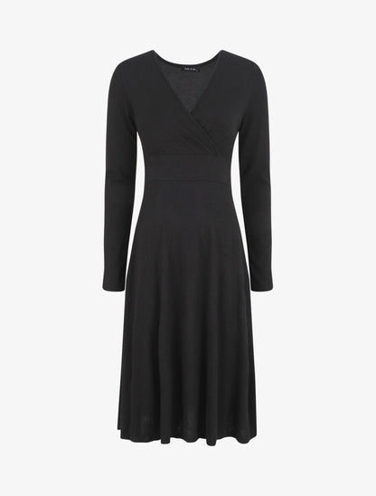 Robe midi évasée manches longues - Noir - 6