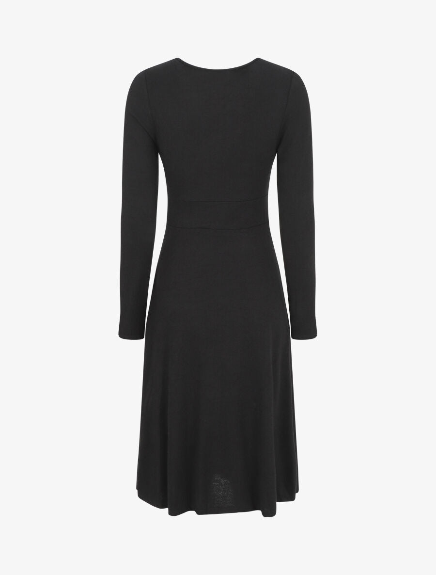 Robe midi évasée manches longues - Noir - 2