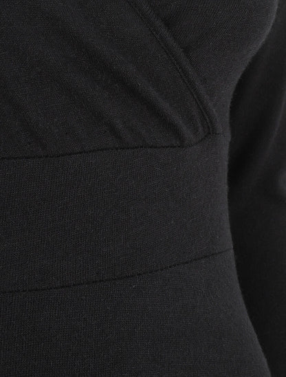 Robe midi évasée manches longues - Noir - 3