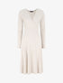 Robe midi évasée manches longues - Beige - 1