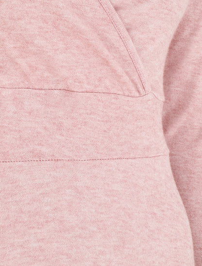 Robe midi évasée manches longues - Rose - 3