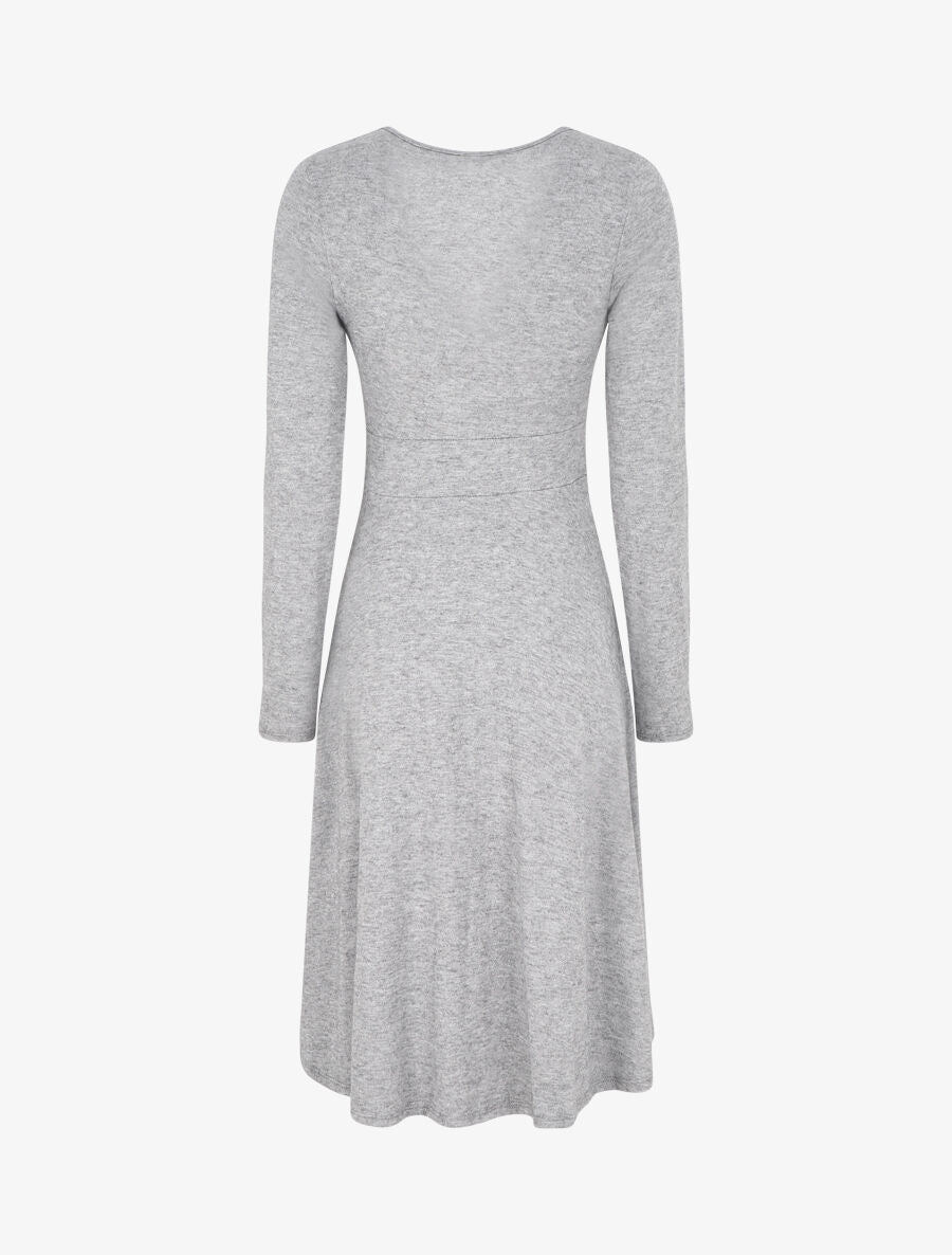 Robe midi évasée manches longues - Gris - 2
