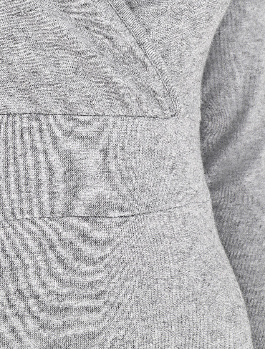 Robe midi évasée manches longues - Gris - 3