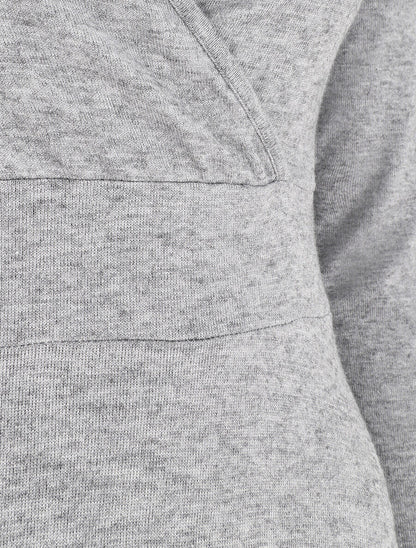 Robe midi évasée manches longues - Gris - 3