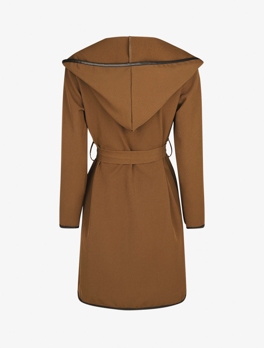 Veste longue à capuche coupe droite - Marron - 2
