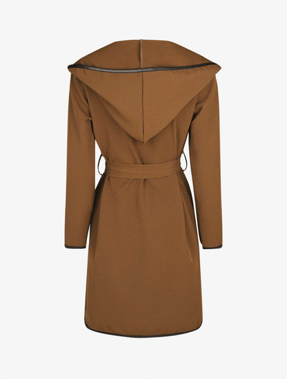 Veste longue à capuche coupe droite - Marron - 2