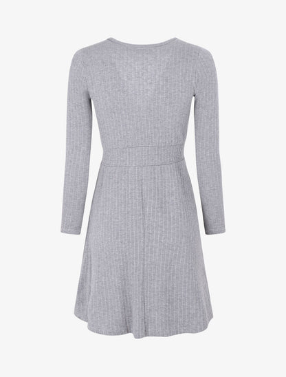 Robe pull uni coupe patineuse - Gris - 2