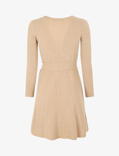 Robe pull uni coupe patineuse - Camel - 2