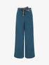 Pantalon ample taille haute uni - Bleu canard - 1