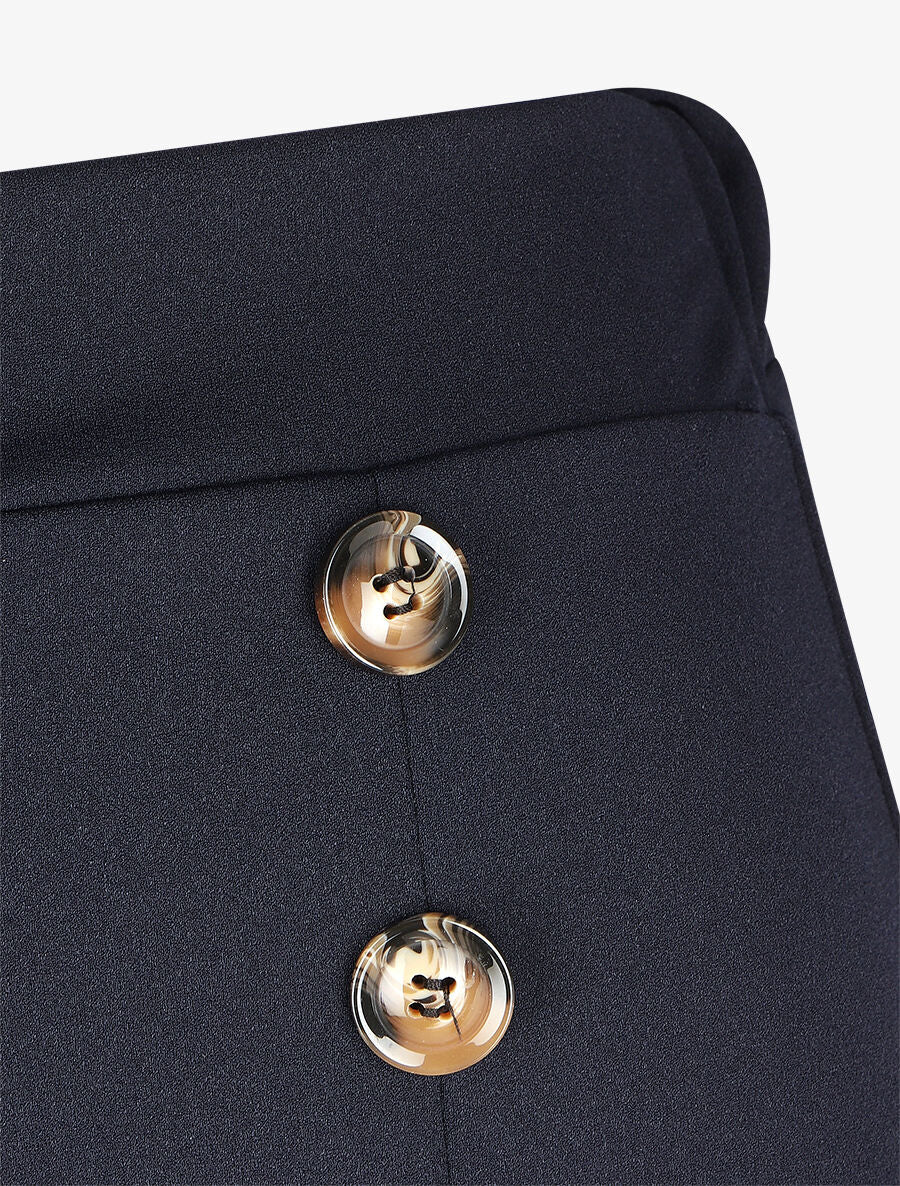 Pantalon à pont ample taille haute - Marine - 3