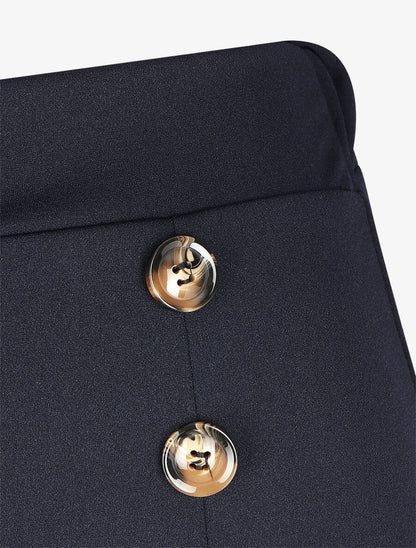 Pantalon à pont ample taille haute - Marine - 3