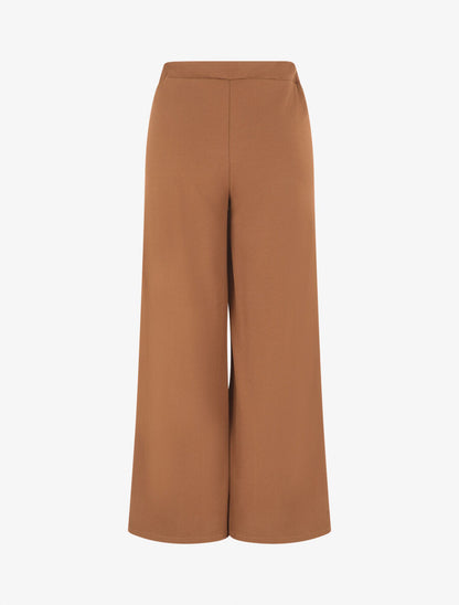 Pantalon ample taille haute élastiquée - Camel - 2