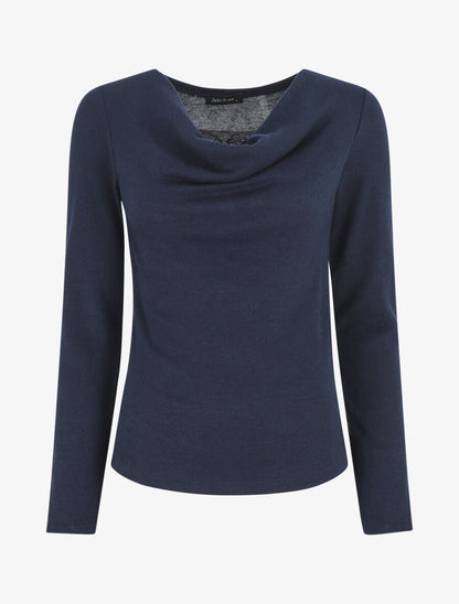 Pull ajusté manche longues col bénitier - Marine - 1