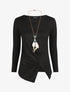Pull droit drapé manches longues - Noir - 4