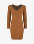 Robe pull moulante et côtelée - Camel - 1