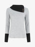 Pull côtelé droit col asymétrique - Gris/noir - 4