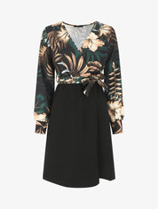 Robe bicolore imprimé fleuri - Noir - 6