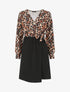 Robe bicolore imprimé retro - Noir - 1