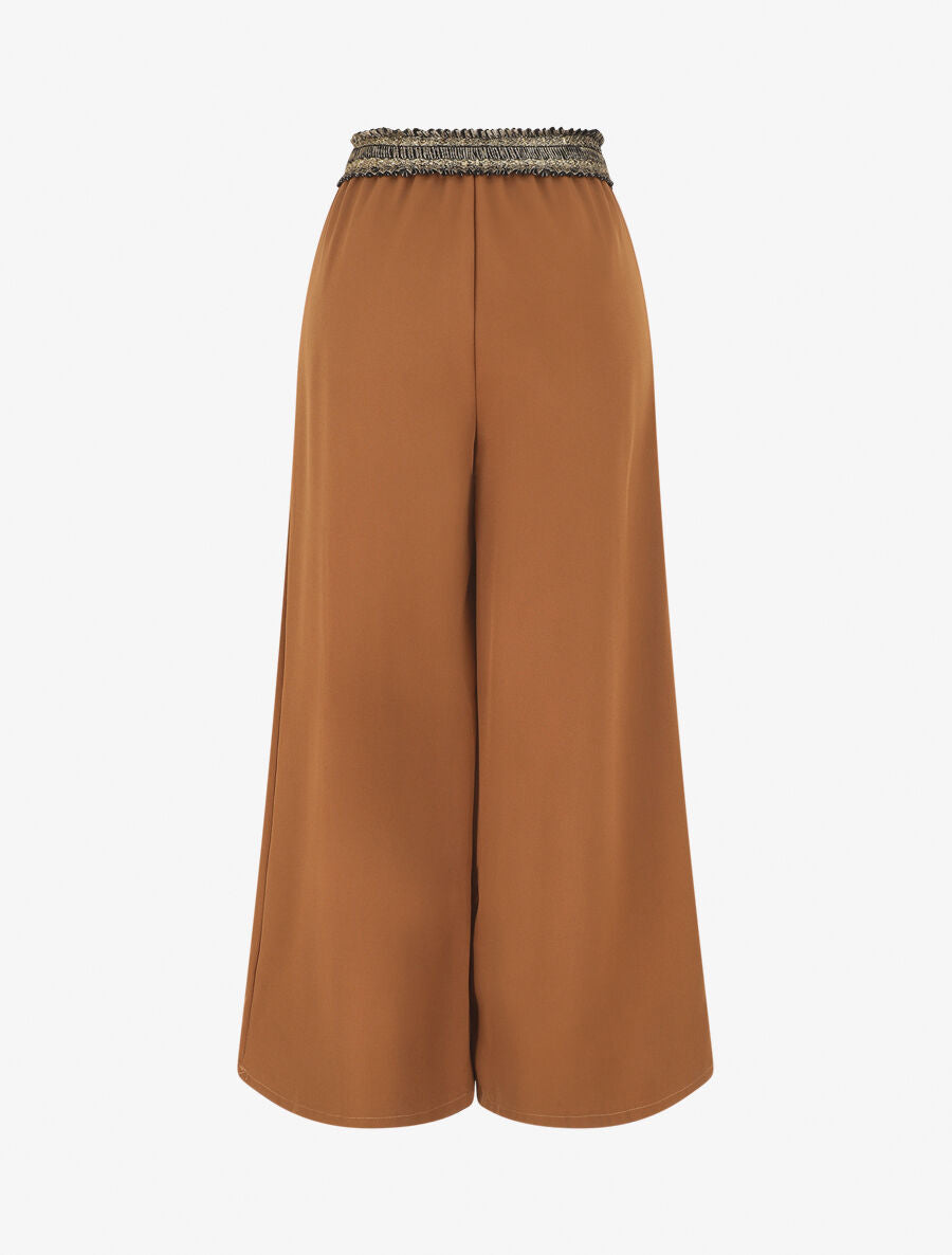 Pantalon ample à bande élastiquée irisée - Camel - 2