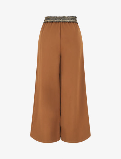 Pantalon ample à bande élastiquée irisée - Camel - 2