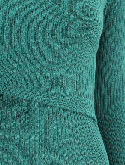 Robe courte ajustée manches longues - Vert - 3